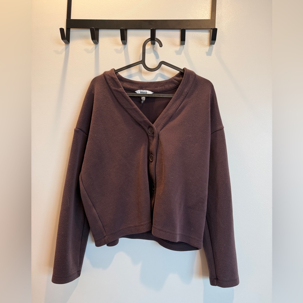 SPANX Air Essentials V Neck Cardigan in Truffle Chocolate Brown
